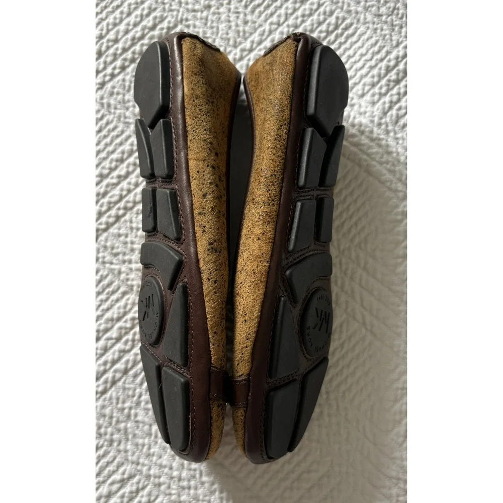 Michael Kors Women's Signature Leather Flats Brown MK Gold Size 7 Rubber Neutral - Picture 3 of 8